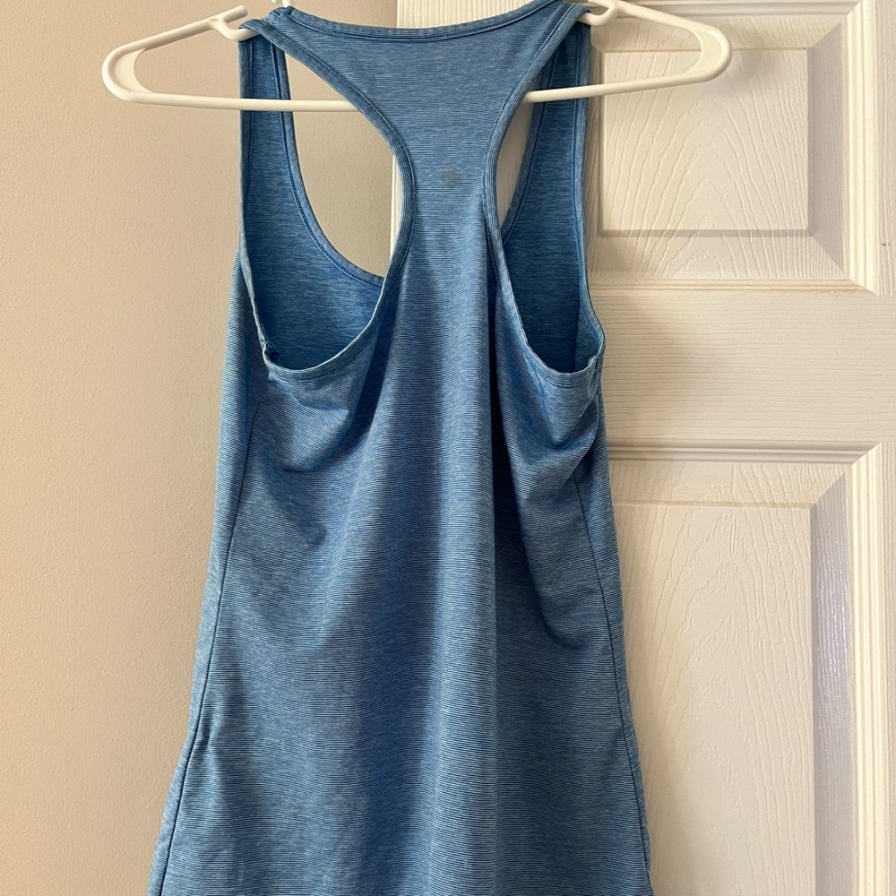 Blue Striped Racerback Tank Top - Picture 3 of 3